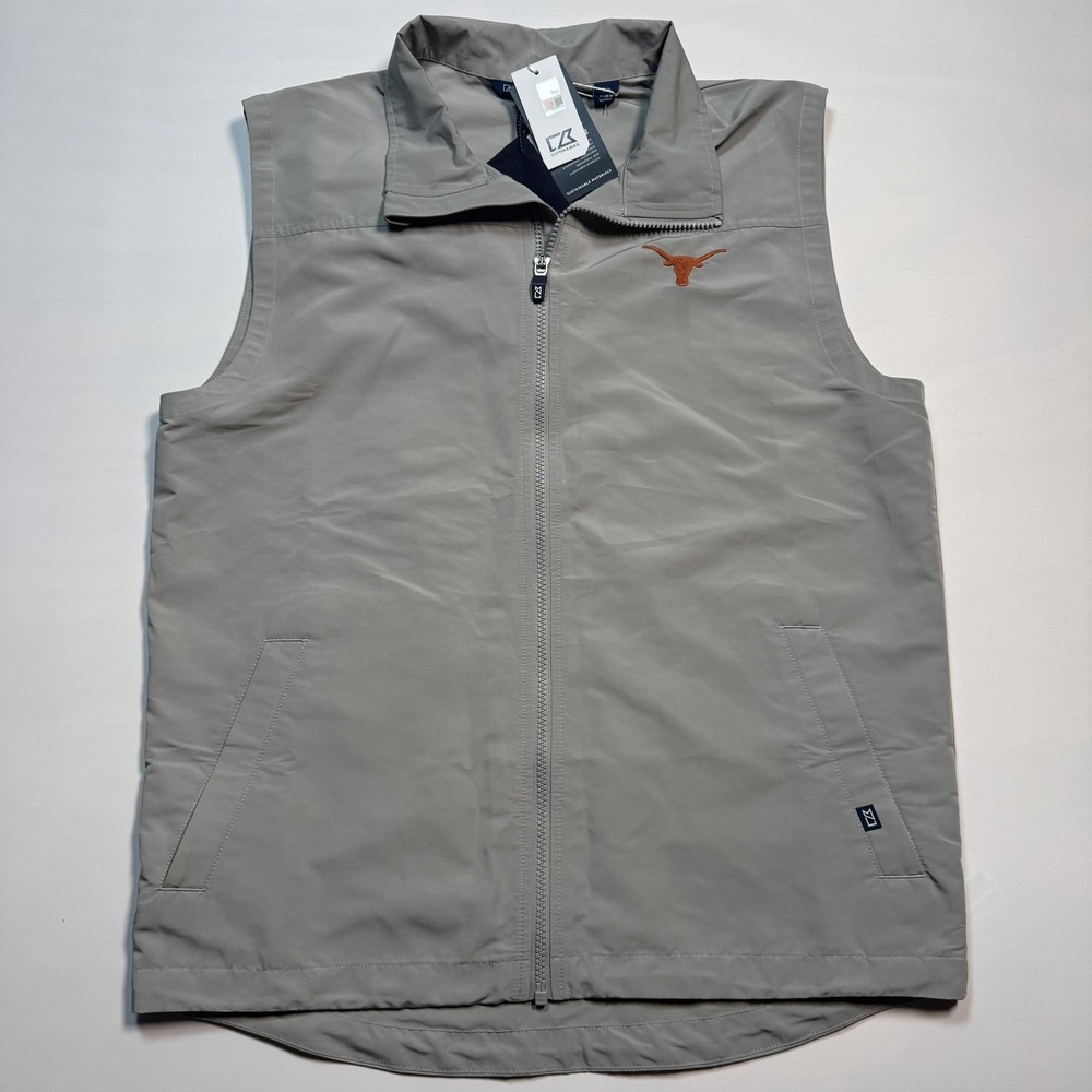 Texas Longhorns Vest Mens Small Gray NCAA Football Cutter & Buck Packable